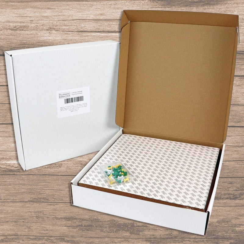 Millennial Essentials 12 x 12 Inch Square Cork Board Tiles with Self Adhesive Backing, 1/2 Inch Thick, Mini Wall Bulletin Boards for Notes, Photos, 2 Pack with 40 Push Pins (Cork (2 Pack)) - Image 2